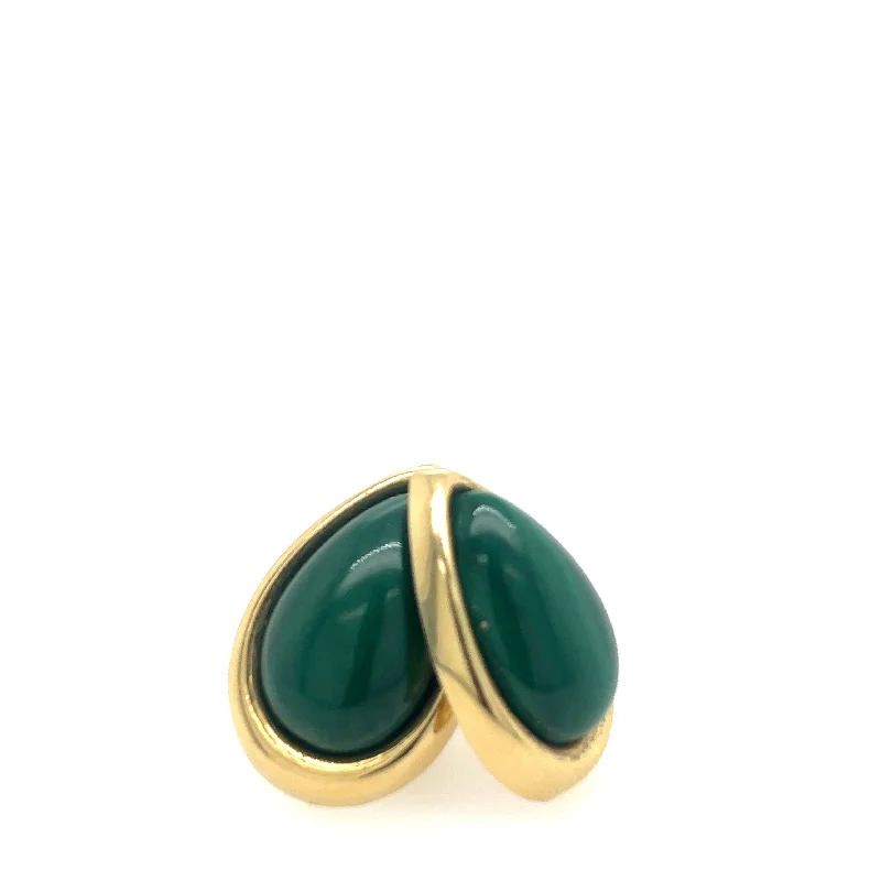 14K Yellow Gold Malachite Earrings