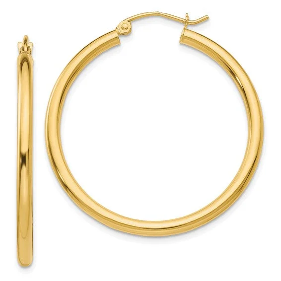 14k Yellow Gold Tube Hoop Earrings