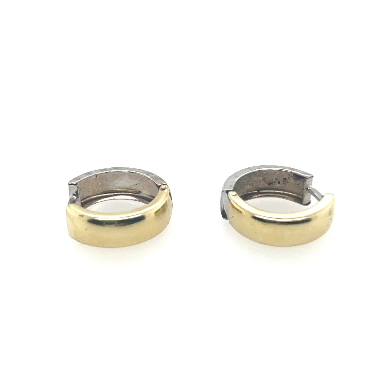 18K Two-Tone Huggie Hoop Earrings