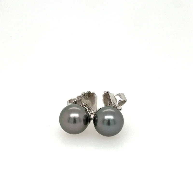 18K White Gold Tahitian Black South Sea Pearl Earrings