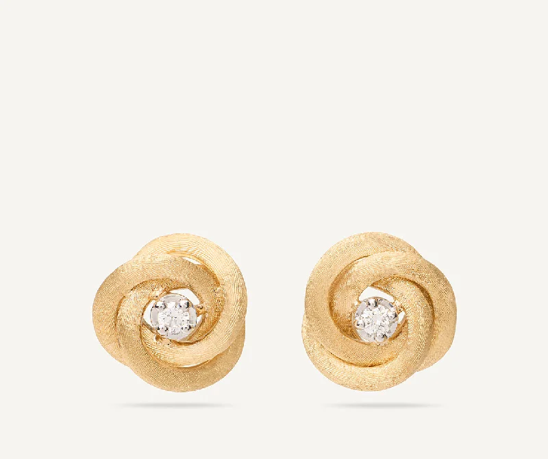 18K Yellow Gold Floral Studs With Diamonds