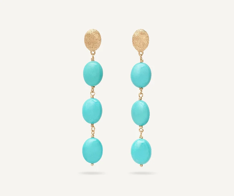 18K Yellow Gold Statement Earrings with Turquoise