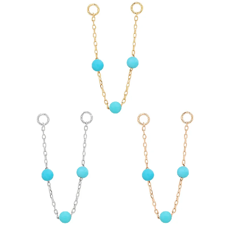 3 Bead Chain Attachment in Gold with Turquoise