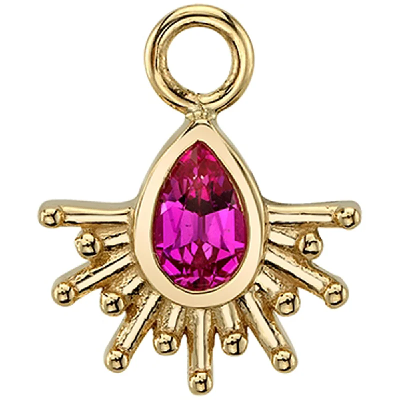 "Borderline" Charm in Gold with Chatham Hot Pink Sapphire