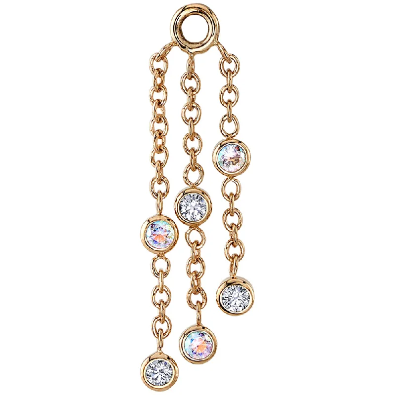 "Innocence" Chain Charm in Gold with DIAMONDS & Mercury Mist Topaz