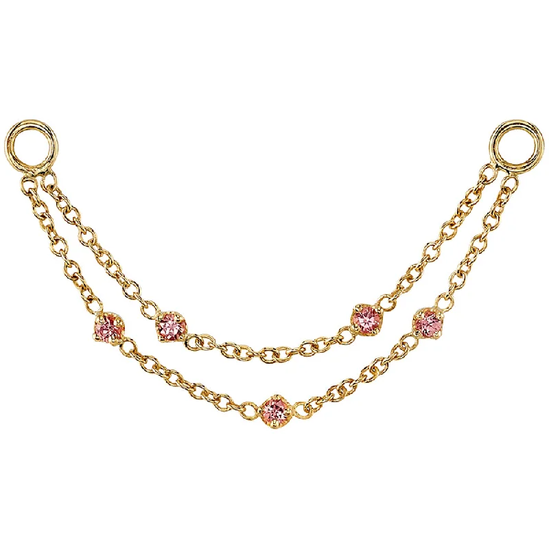 "Suzanne" Chain Attachment in Gold with Padparadscha Sapphires