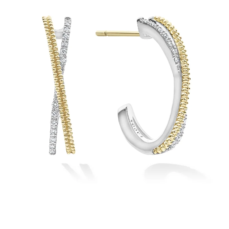 Caviar Lux Thin Two-Tone Caviar X Diamond Hoop