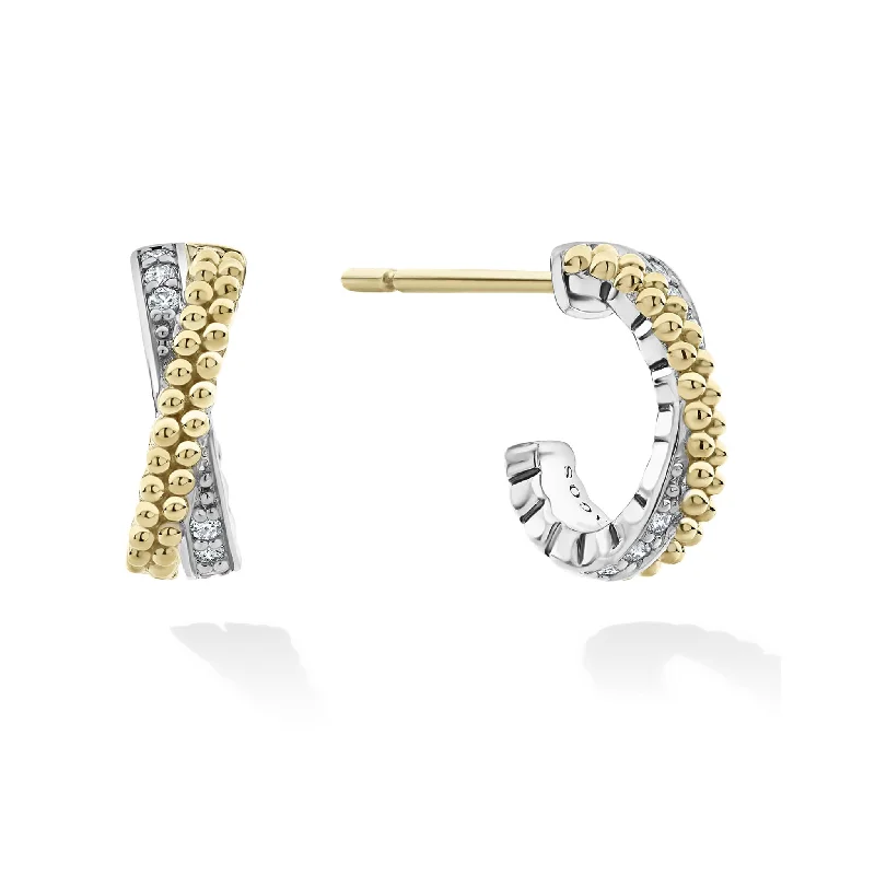 Caviar Lux Two-Tone Caviar X Diamond Huggie Earrings