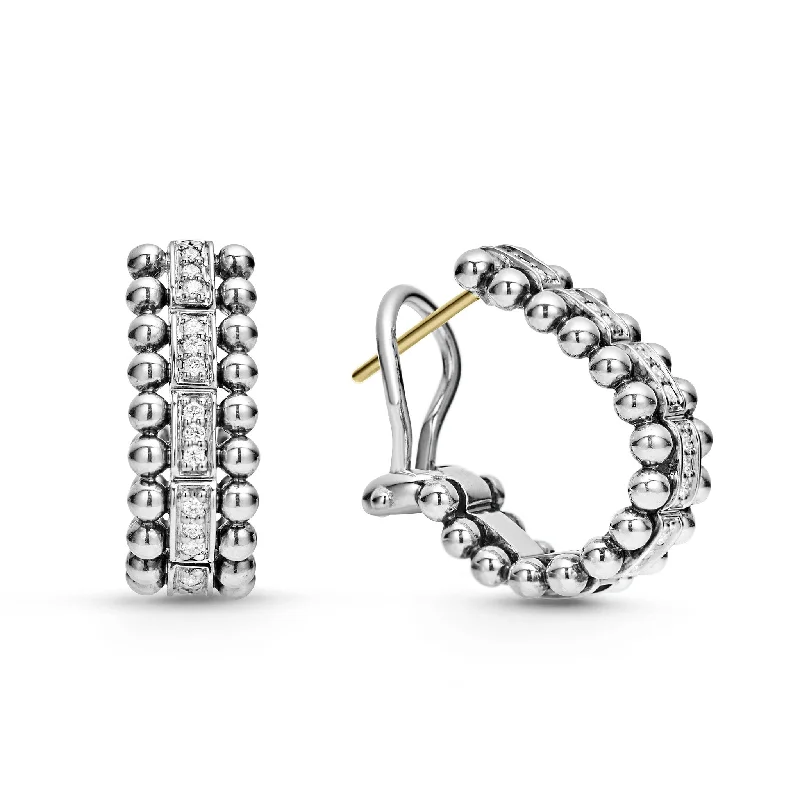 Caviar Spark Beaded Diamond Huggie Earrings