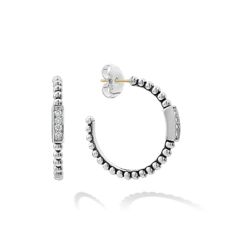 Caviar Spark Beaded Diamond Hoop Earrings