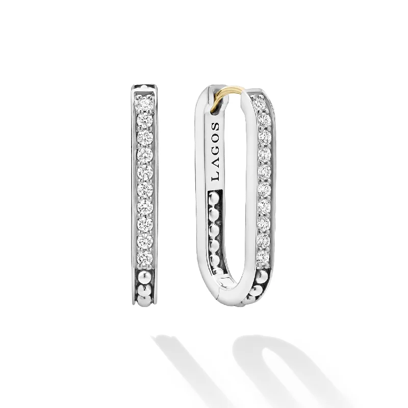 Caviar Spark Linear Diamond Hoop Earrings