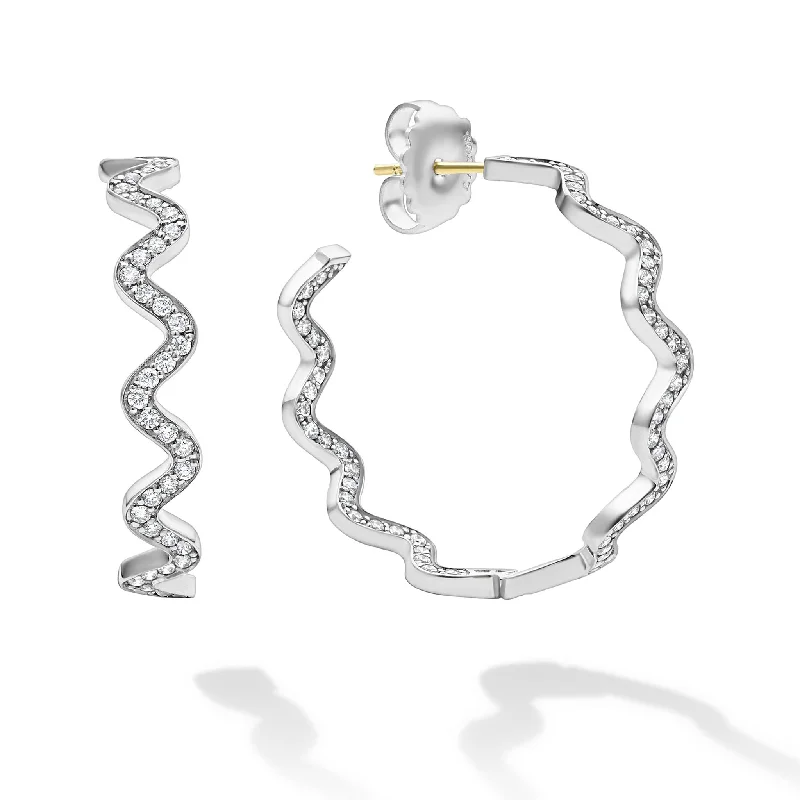 Caviar Spark Large Wave Diamond Hoop Earrings