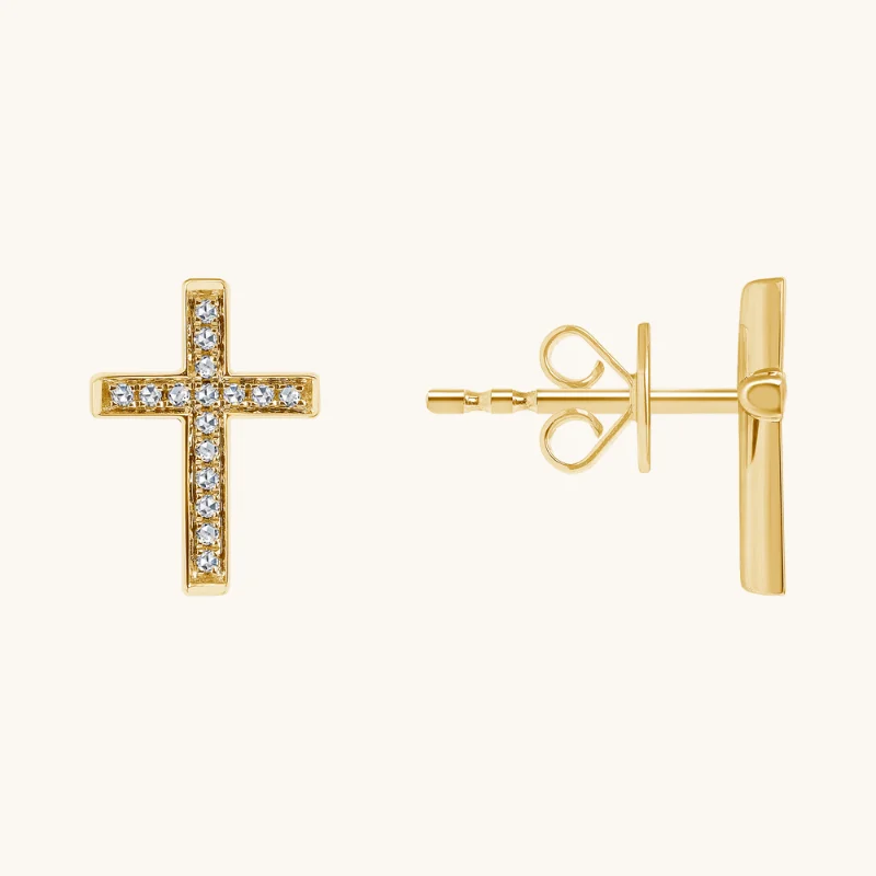 Classic Small Diamond Cross Earrings