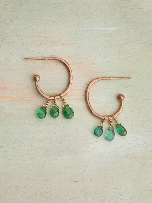 Clover Emerald Hoop Earrings