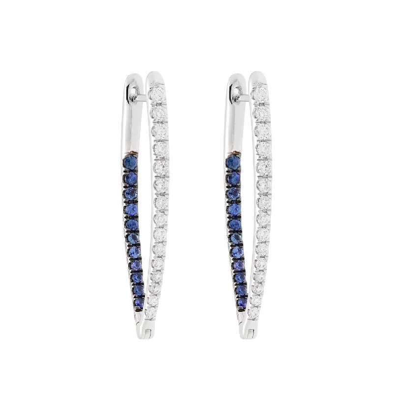 Dabakarov Diamond and Sapphire Hoop Earrings in 14kt White Gold (1/2ct tw)