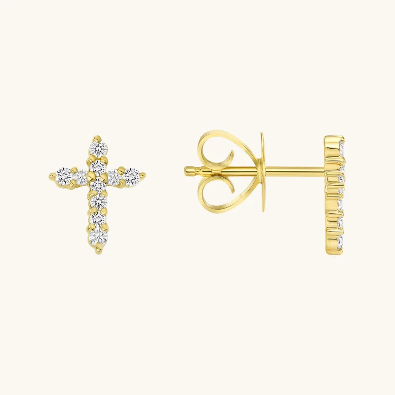 Diamond Cross Earrings