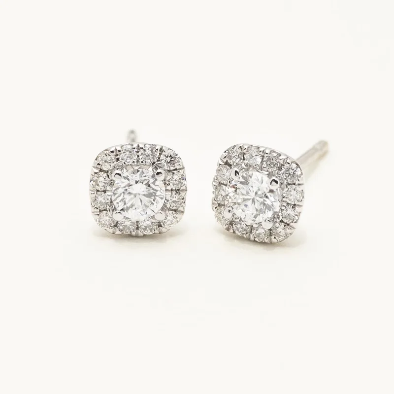 Diamond Halo Earrings in 14kt White Gold (1/2ct tw)