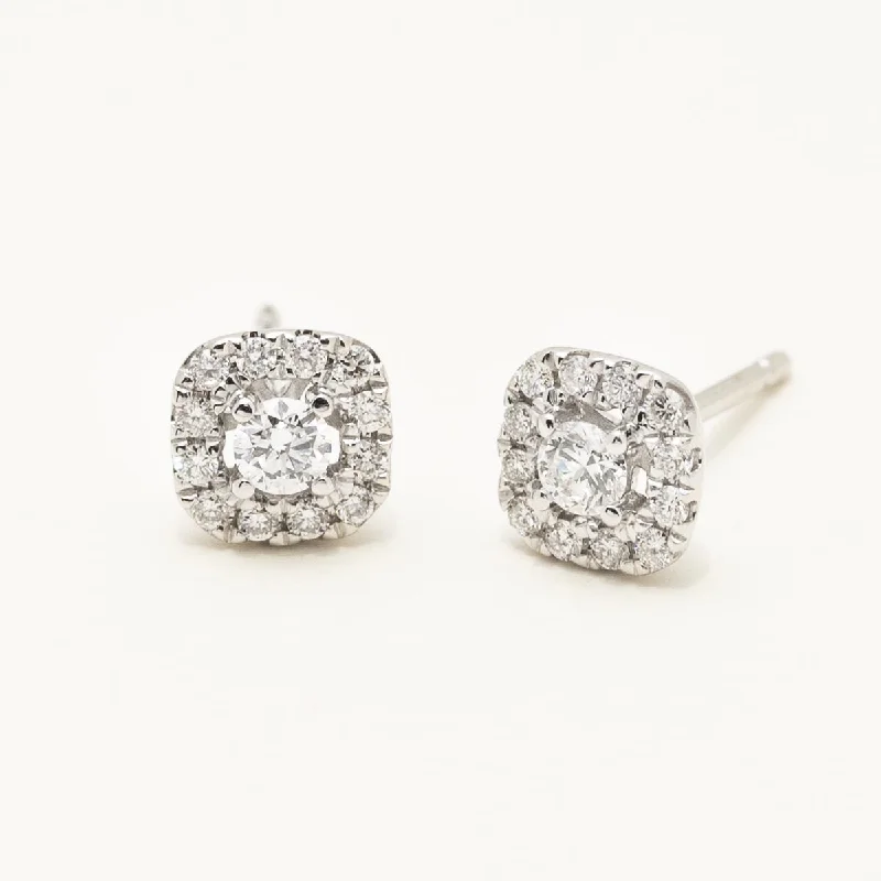 Diamond Halo Earrings in 14kt White Gold (1/3ct tw)