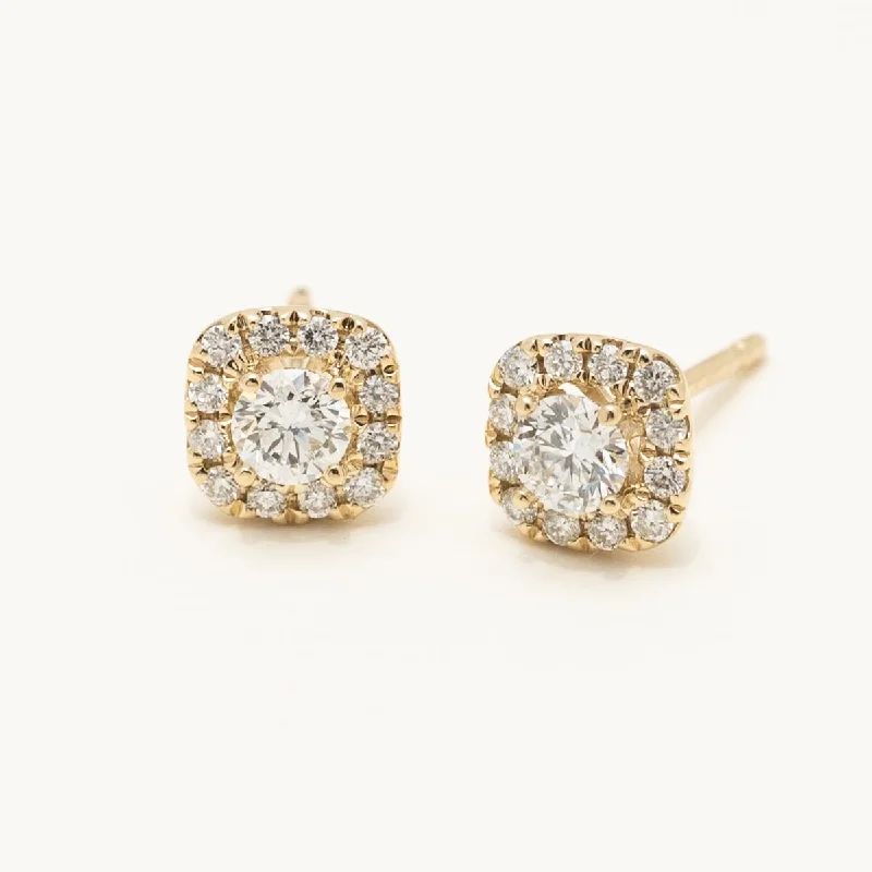 Diamond Halo Earrings in 14kt Yellow Gold (1/2ct tw)