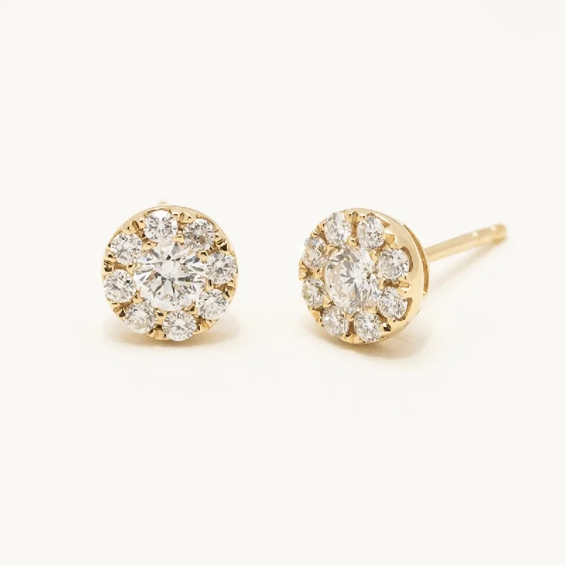 Diamond Halo Earrings in 14kt Yellow Gold (1/2ct tw)