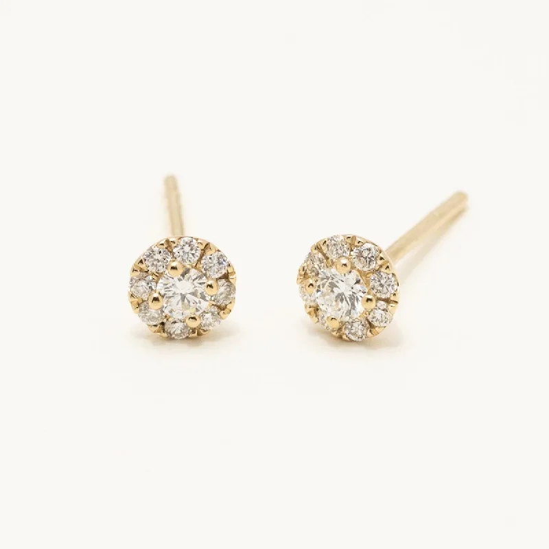 Diamond Halo Earrings in 14kt Yellow Gold (1/4ct tw)