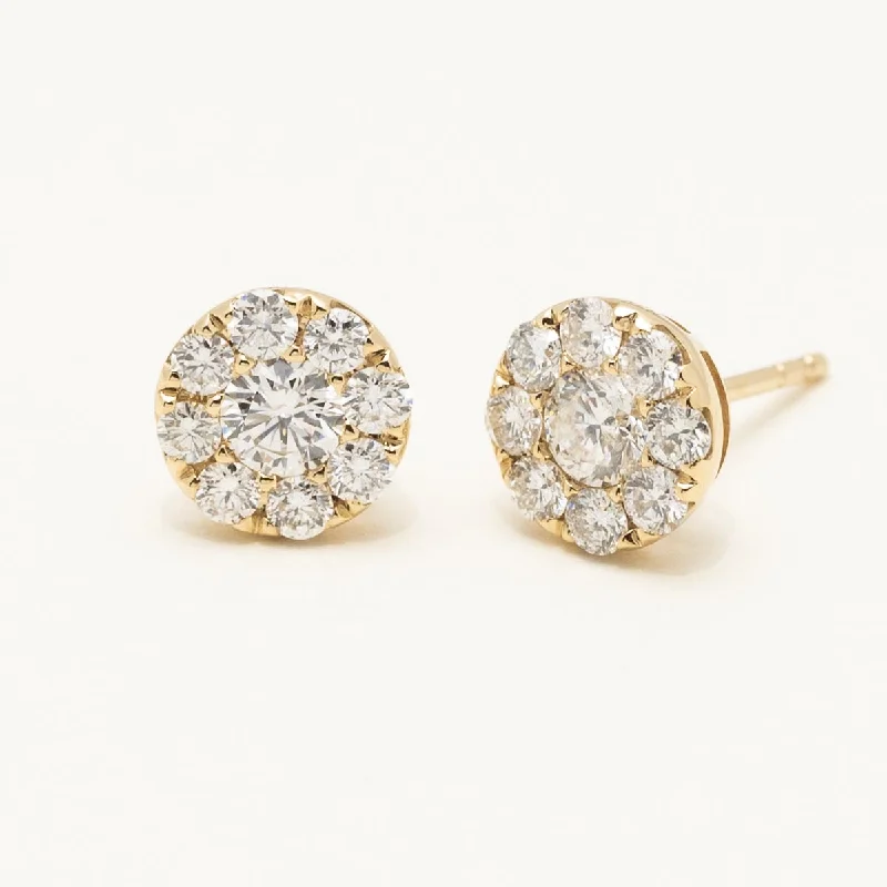 Diamond Halo Earrings in 14kt Yellow Gold (7/8ct tw)