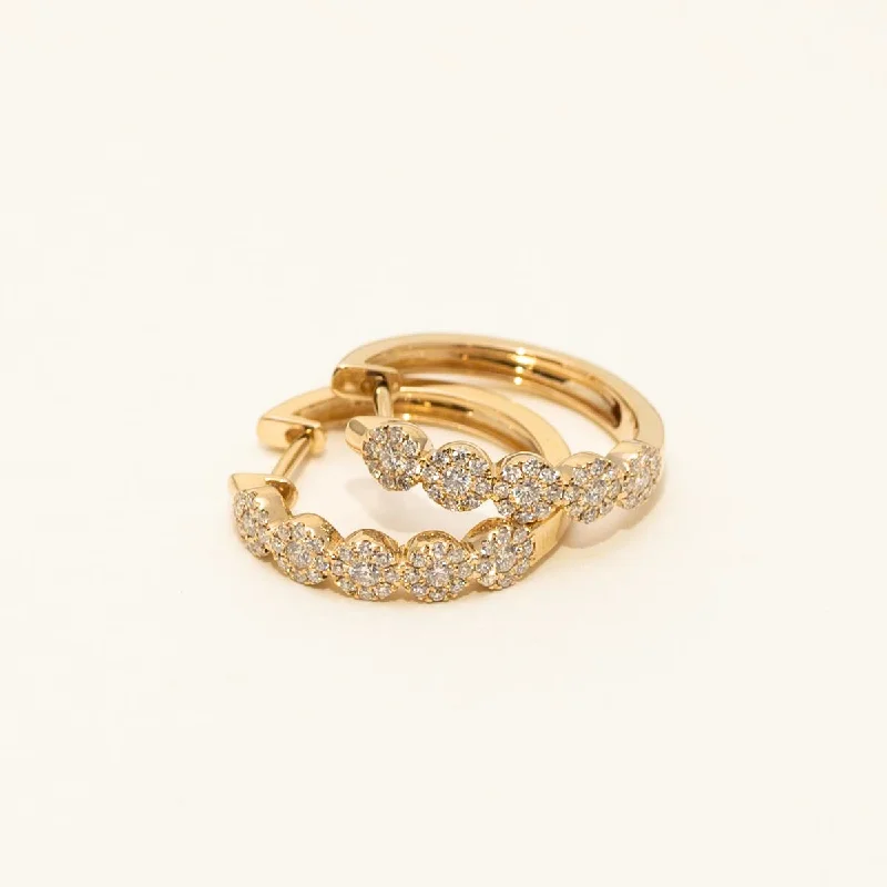 Diamond Halo Hoop Earrings in 14kt Yellow Gold (1/2ct tw)