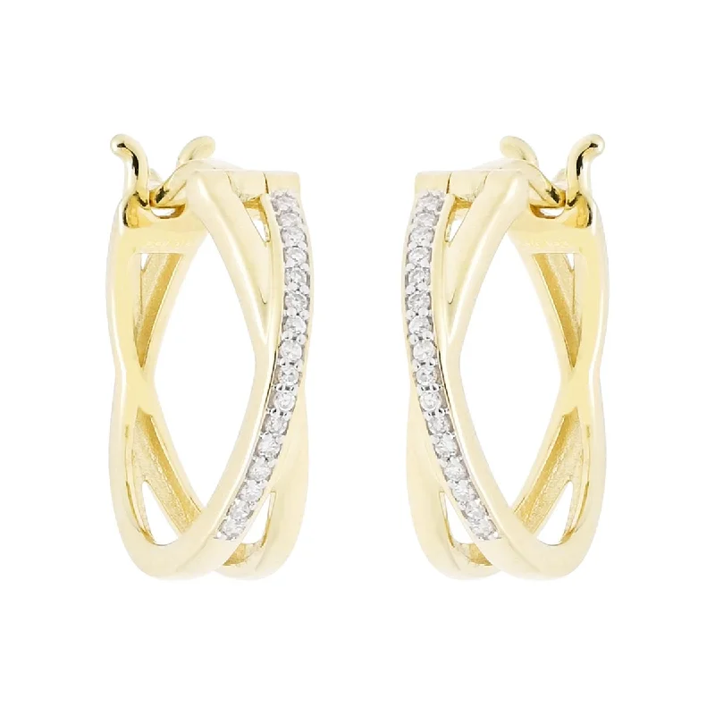 Diamond Hoop Earrings in 10kt Yellow Gold (1/10ct tw)