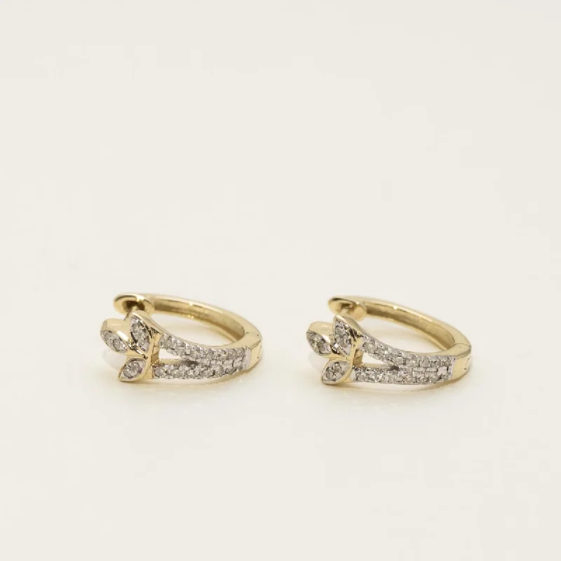 Diamond Hoop Earrings in 10kt Yellow Gold (1/7ct tw)