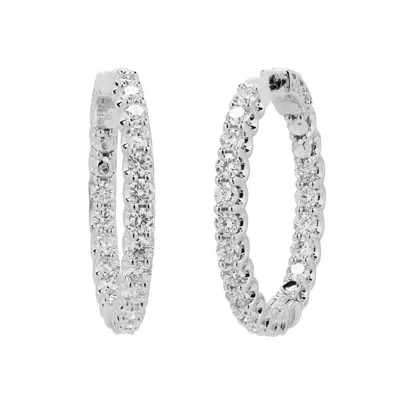 Diamond Hoop Earrings in 14kt White Gold (3ct tw)