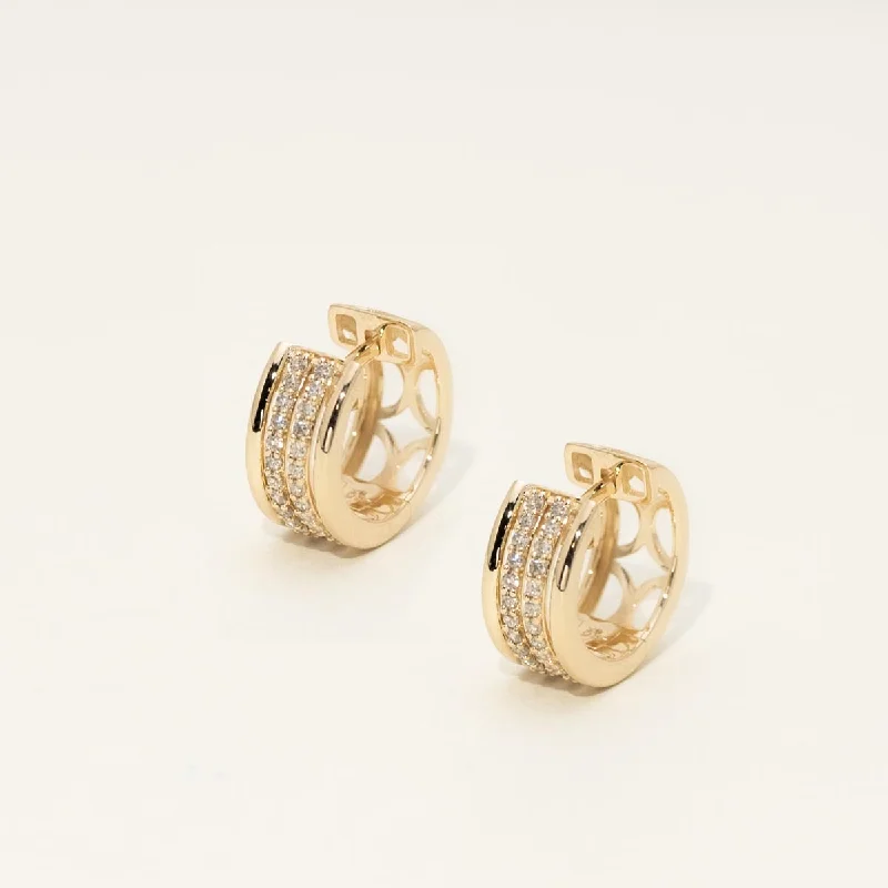 Diamond Huggie Hoop Earrings in 10kt Yellow Gold (1/4ct tw)