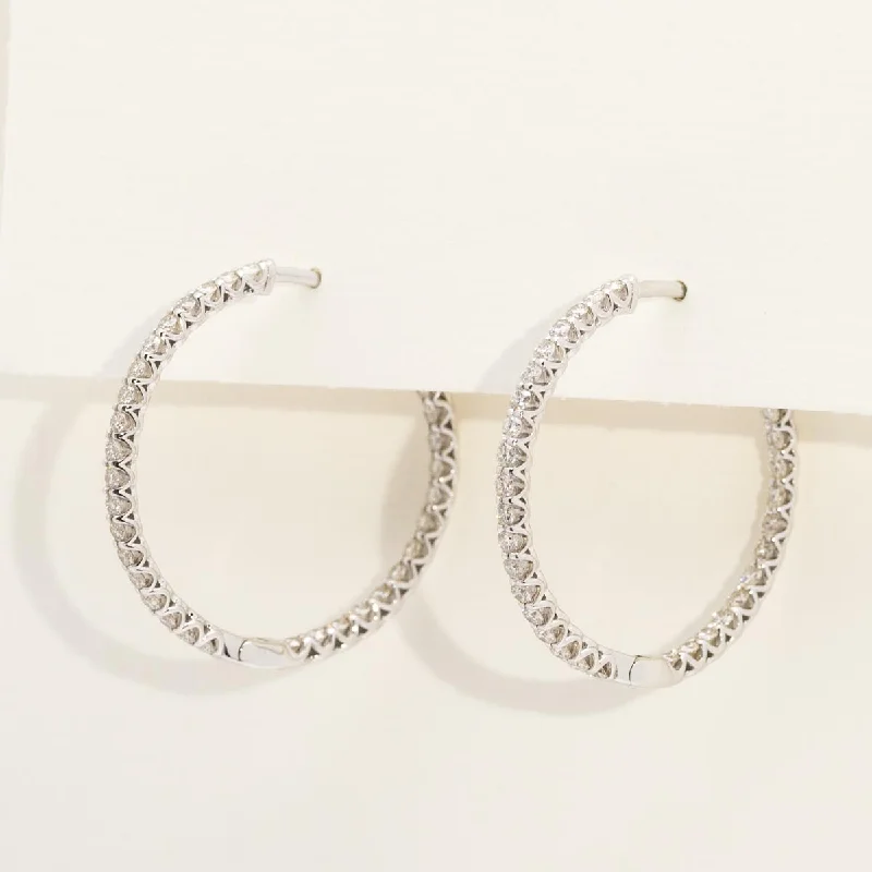 Diamond Inside Out Hoop Earrings in 14kt White Gold (1ct tw)