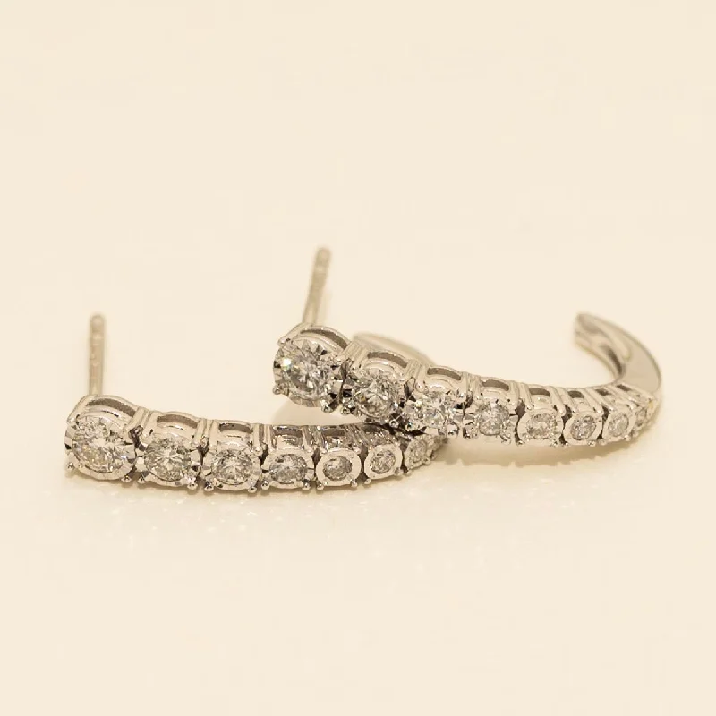 Diamond J Hoop Earrings in 14kt White Gold (1/2ct tw)