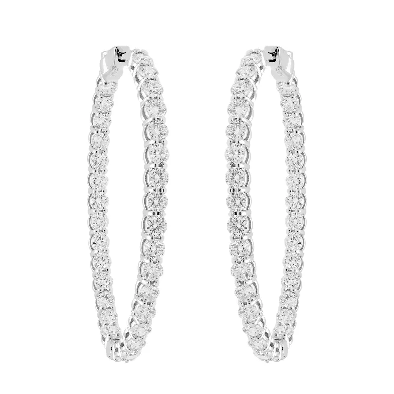 Diamond Oval Hoop Earrings in 18kt White Gold (4.65ct tw)