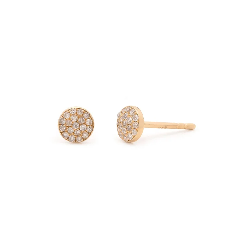 Diamond Pavé Disc Studs | 14k Gold & Diamond