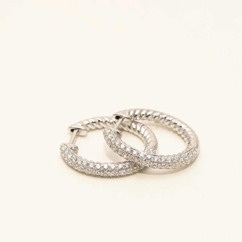 Diamond Pave Hoop Earrings in 14kt White Gold (1ct tw)