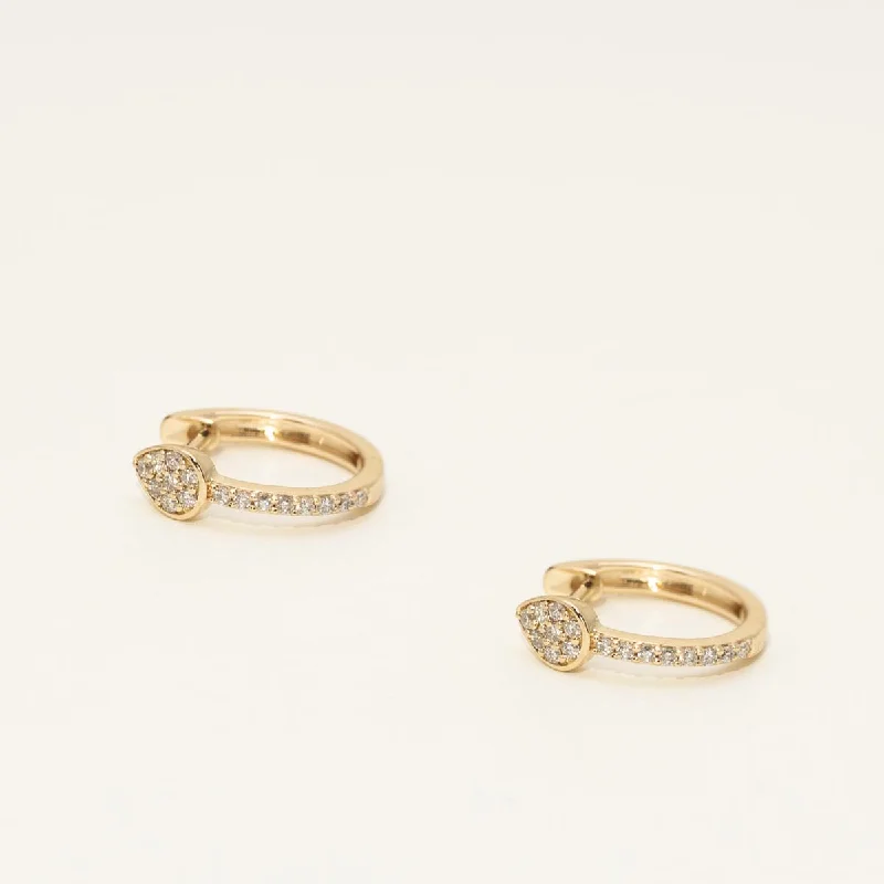 Diamond Teardrop Huggie Hoop Earrings in 10kt Yellow Gold (1/5ct tw)