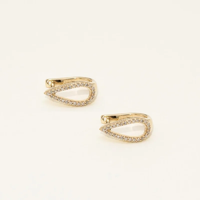 Diamond Teardrop Huggie Hoop Earrings in 10kt Yellow Gold (1/5ct tw)