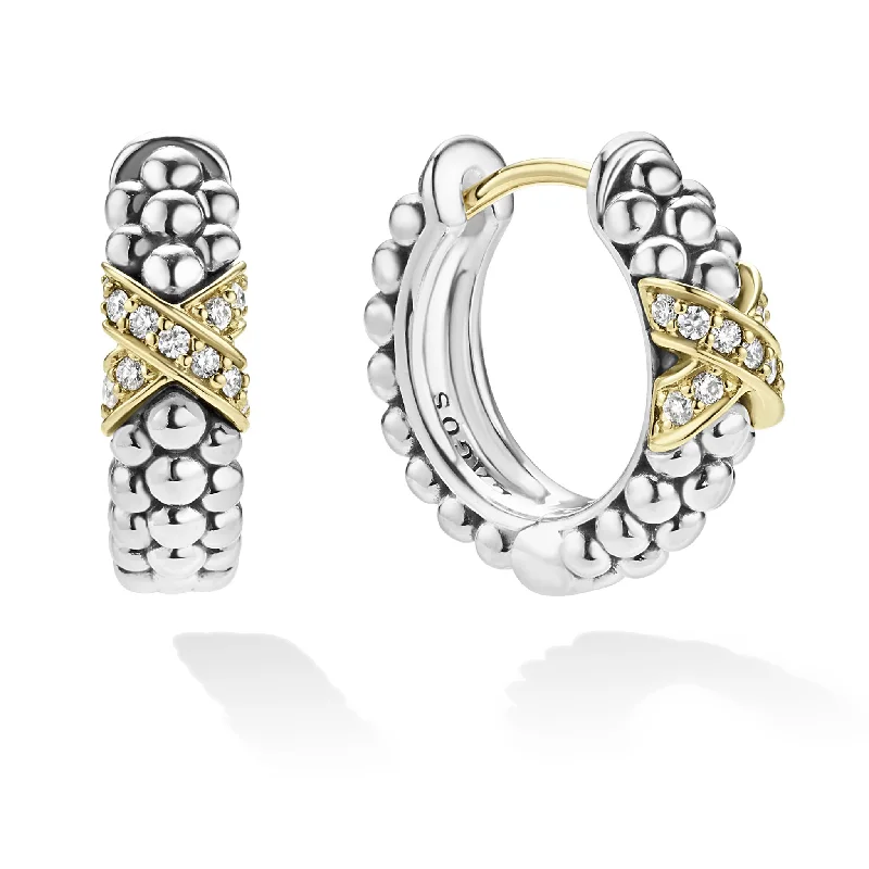 Embrace Two-Tone Diamond Huggie Earrings