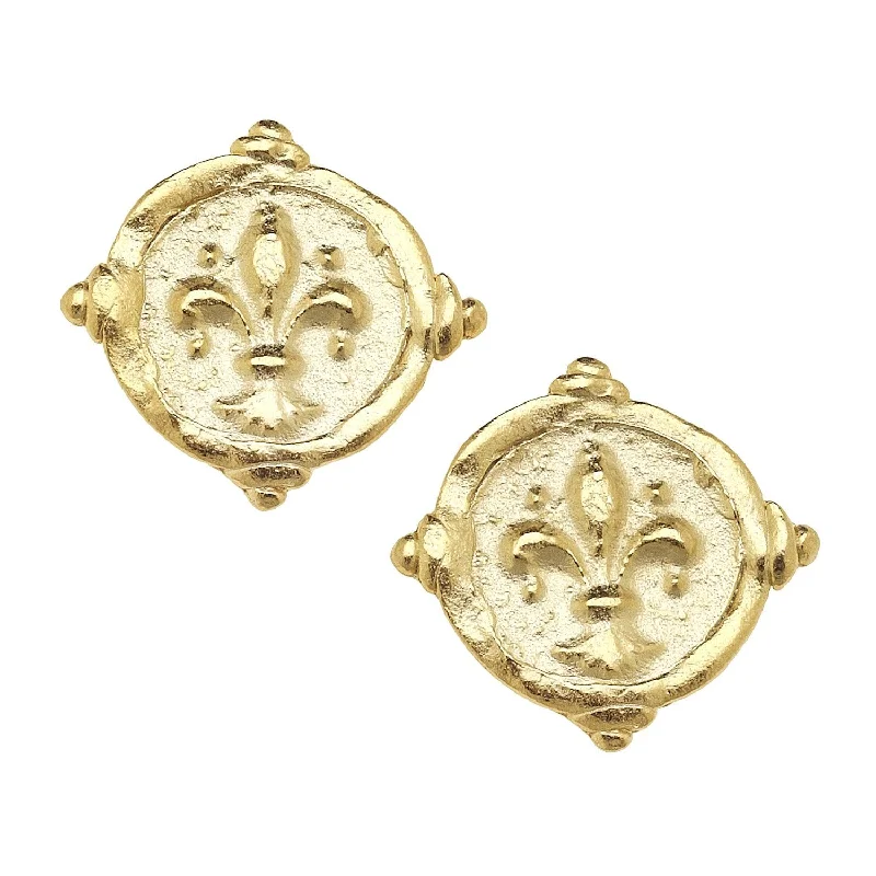 Fleur De Lis Intalgio Studs