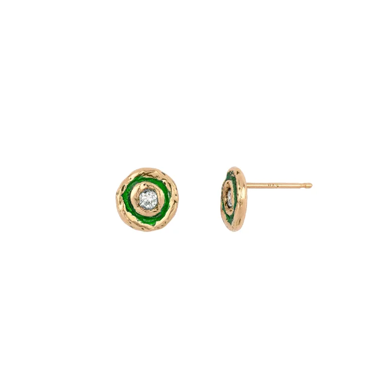 Flush Set Diamond 14k Gold Stud - True Colors