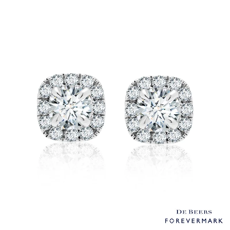 Forevermark Center of My Universe Cushion Halo Diamond Earrings in 18kt White Gold (7/8ct tw)