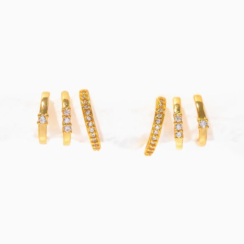 Golden Halo Triple Hoops