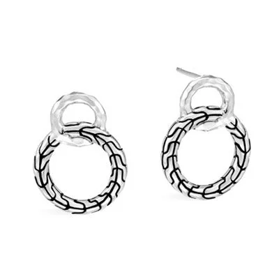 John Hardy Chain Hammered Interlocking Earrings in Sterling Silver