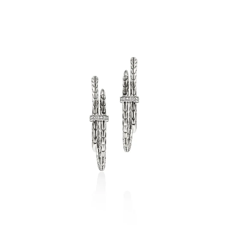 John Hardy Spear Collection Diamond Hoop Earrings in Sterling Silver (1/10ct tw)