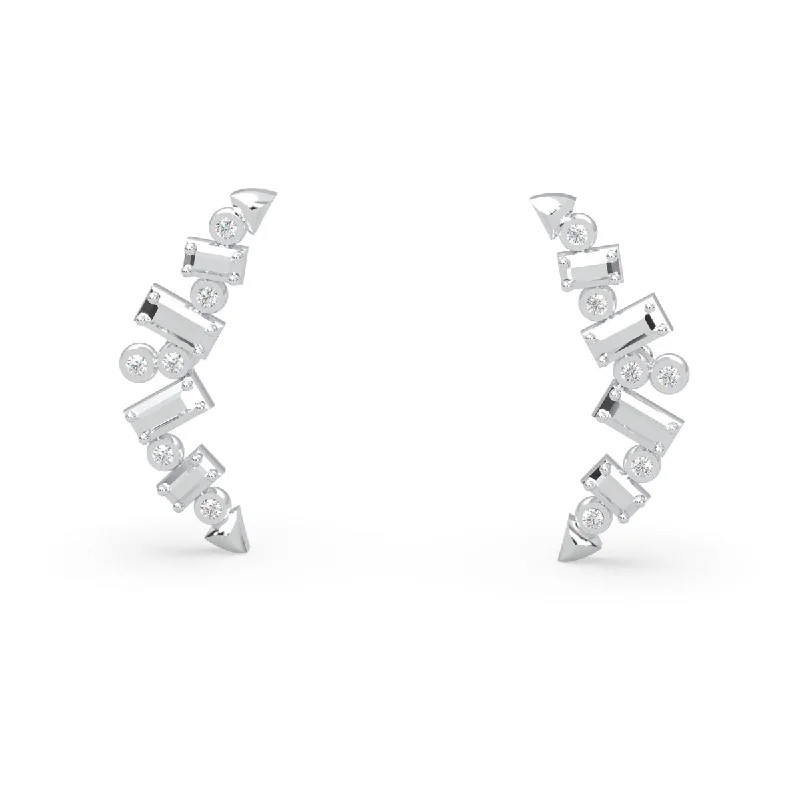 Lands Collection Ice Diamond Climber Earrings in White Modern Electrum (1/10ct tw)