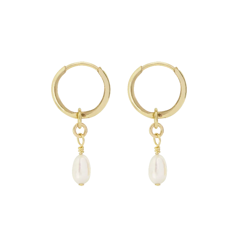 Lulita Pearl Mini Hoops - Gold