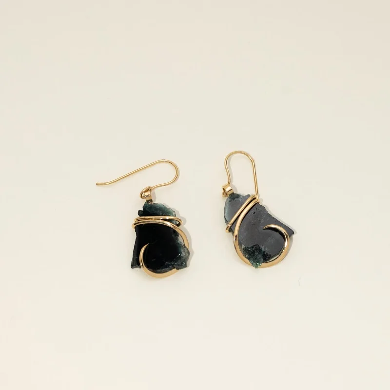 Maine Green Tourmaline Earrings in 14kt Yellow Gold