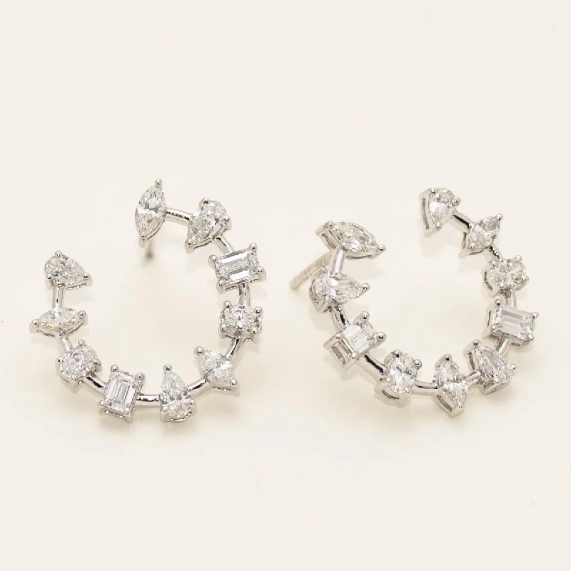 Multi Shape Diamond Earrings in 14kt White Gold (1 3/4ct tw)