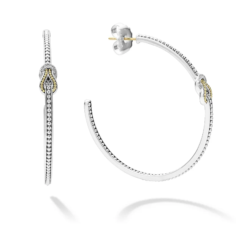 Newport Two-Tone Knot Diamond Hoop Earring